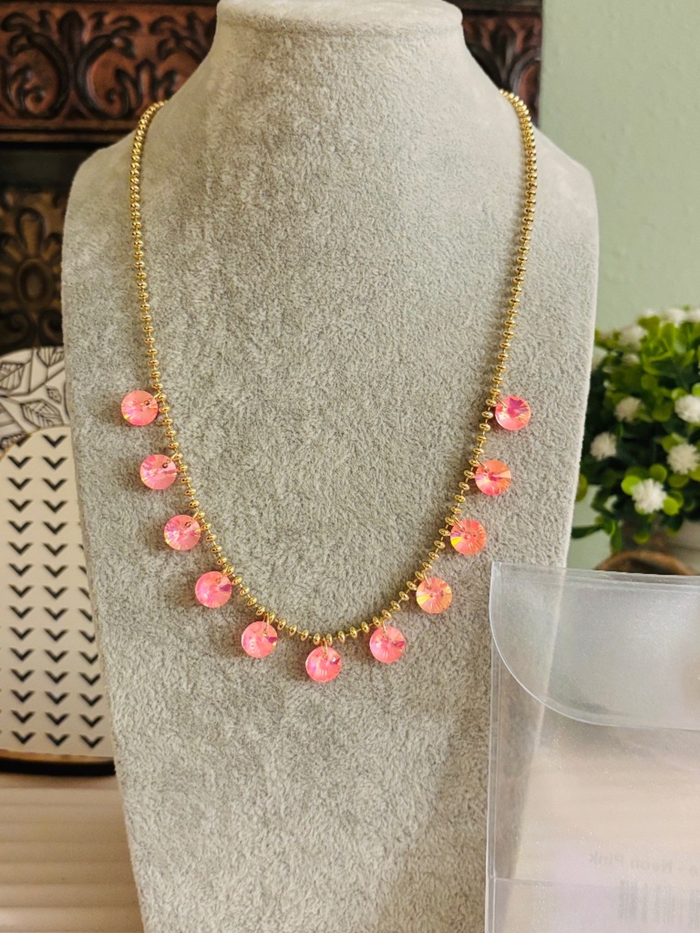 Bar by Alexa Rae Candy Rain Necklace- Neon Pink on Gold